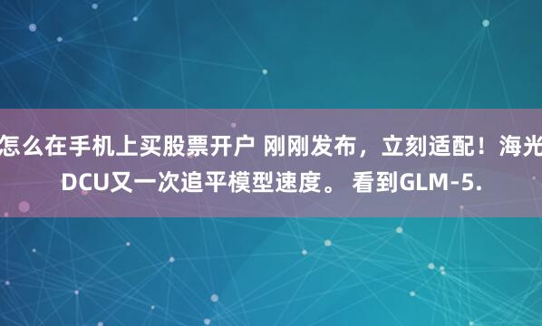 怎么在手机上买股票开户 刚刚发布，立刻适配！海光DCU又一次追平模型速度。 看到GLM-5.
